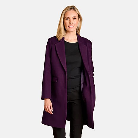 Emreco Single Breasted Revere Collar Coat (Size 16) - Berry