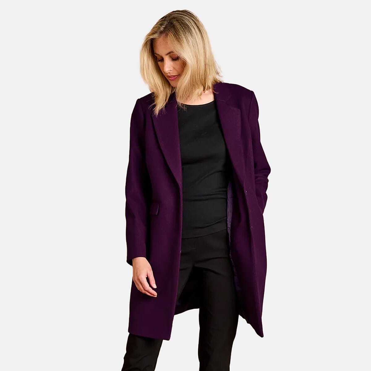 Emreco Single Breasted Revere Collar Coat (Size 16) - Berry