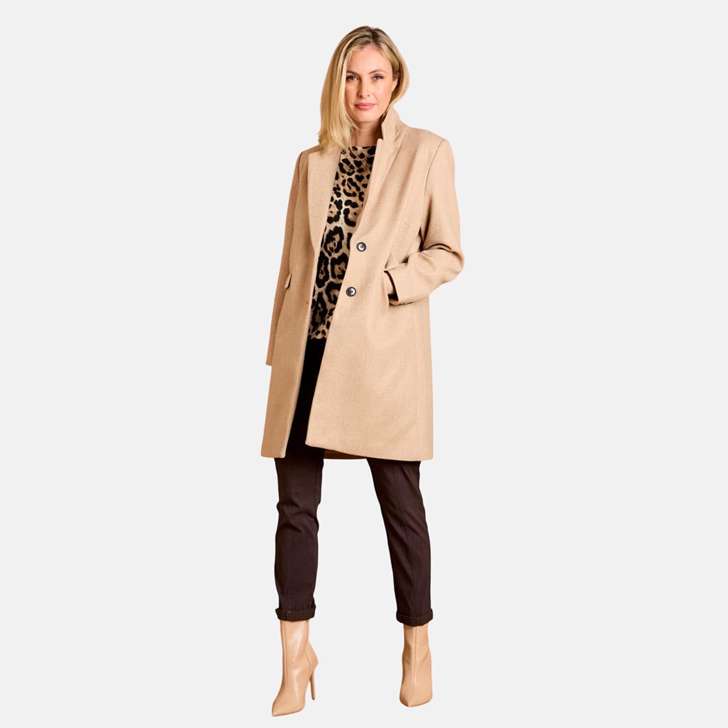 Emreco Single-Breasted Rever Collar Coat (Size 12) - Camel