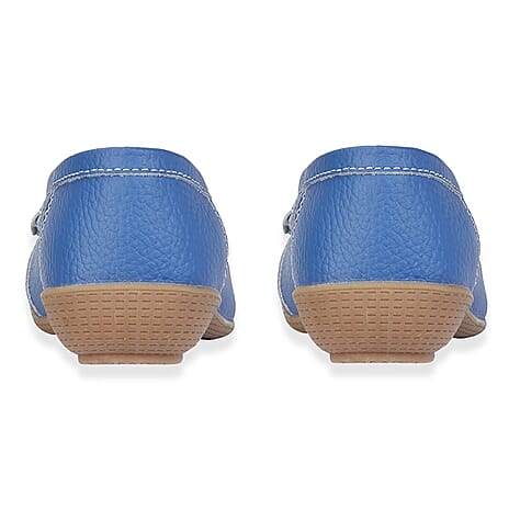 Jo - Joe Ladies Nautical Wide Fit Leather Tassel Loafer (Size 4) - Royal Blue