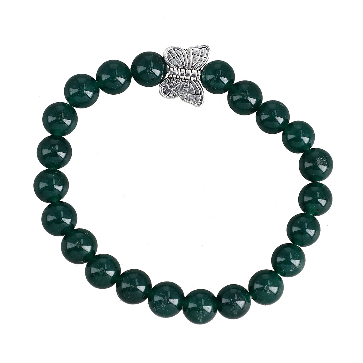 Handcarved Seraphinite Guardian Angel Figurine Sculpture (Size 8 Cm) & Butterfly Stretchable Bracelet Presented in Velvet Pouch With Gift Card