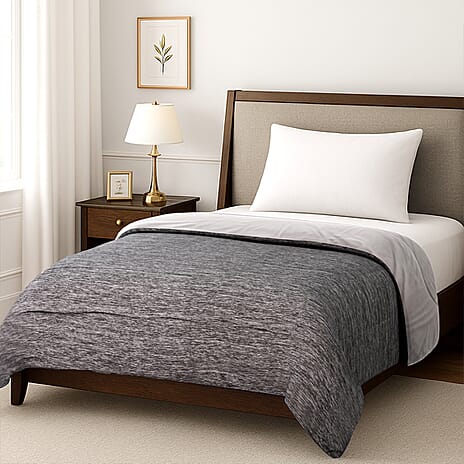 Hush Haven Reversible Two-Tone Patterned Ultra-Cooling Quilt (Size 229X173cm) - Grey