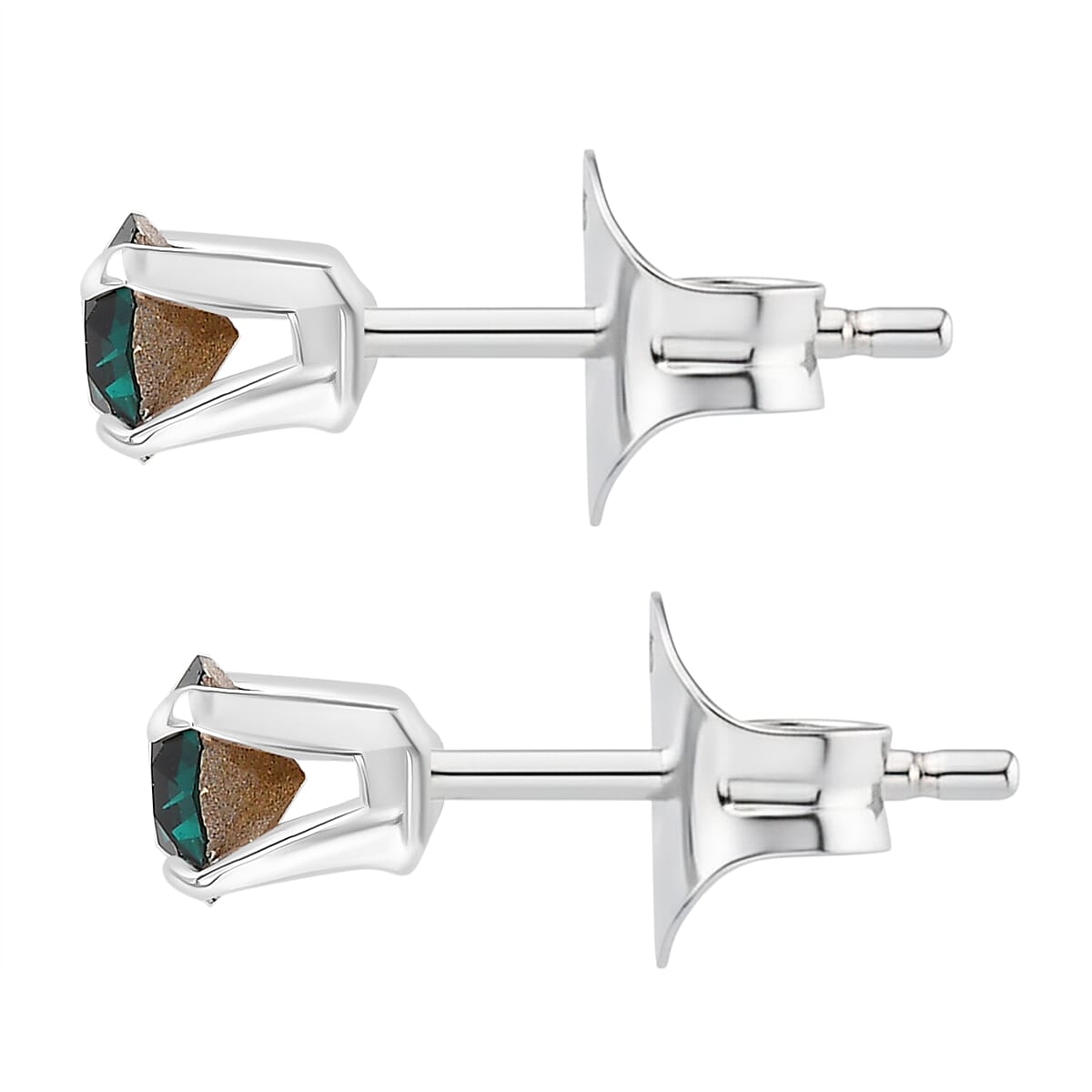 Emerald Swarovski Crystal Earring with Push Back in Plated Silver