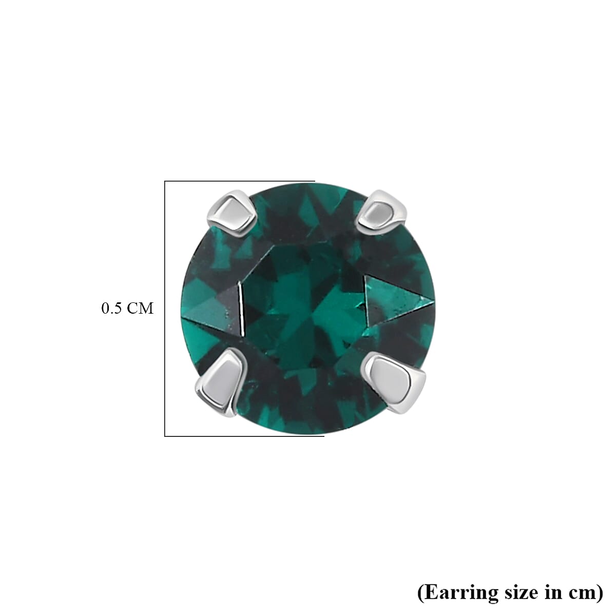 Emerald Swarovski Crystal Earring with Push Back in Plated Silver