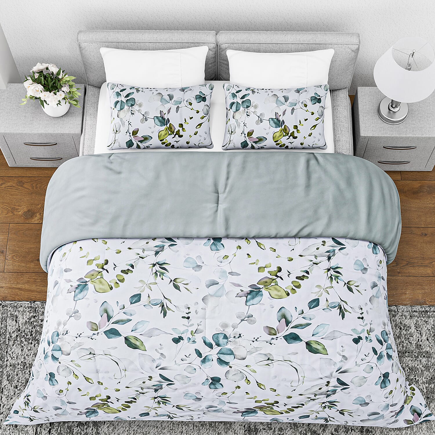 Boutique Bedding Collection - Lightweight Leaf Design Comforter With 2 Pillowcases (Size Double)