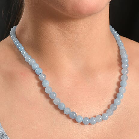 One Time Closeout - Aquamarine Necklace (Size - 18-2 Ext.) in Rhodium Overlay Sterling Silver 170.00 Ct.