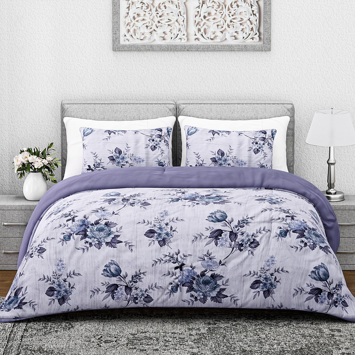 Boutique Bedding Collection - Lightweight Leaf Design Comforter With 2 Pillowcases (Size Double)
