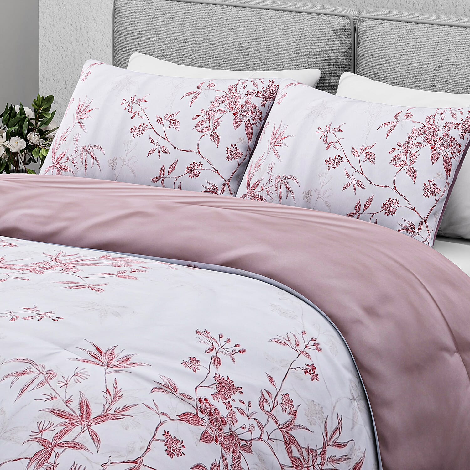 Boutique Bedding Collection - Lightweight Leaf Design Comforter With 2 Pillowcases (Size Double)