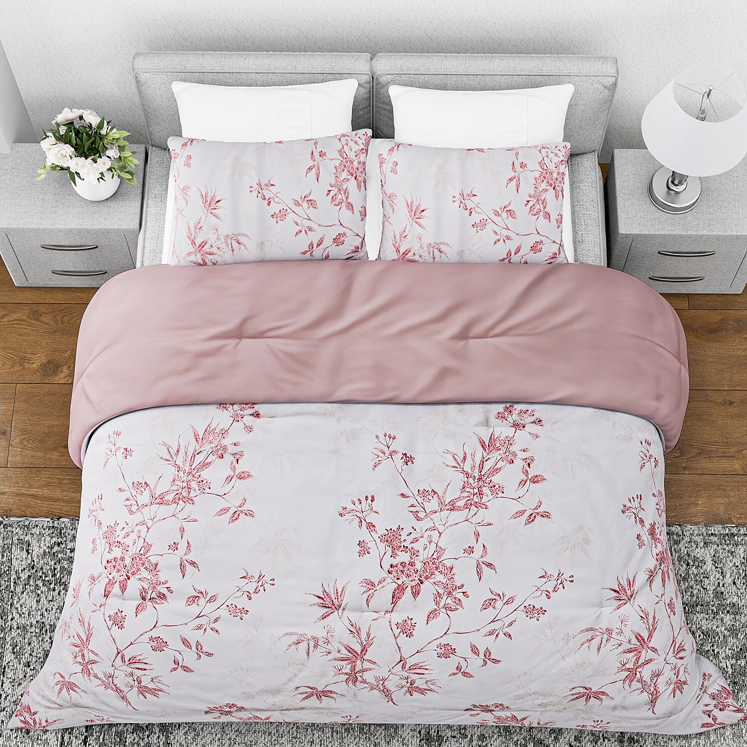 Boutique Bedding Collection - Lightweight Leaf Design Comforter With 2 Pillowcases (Size Double)