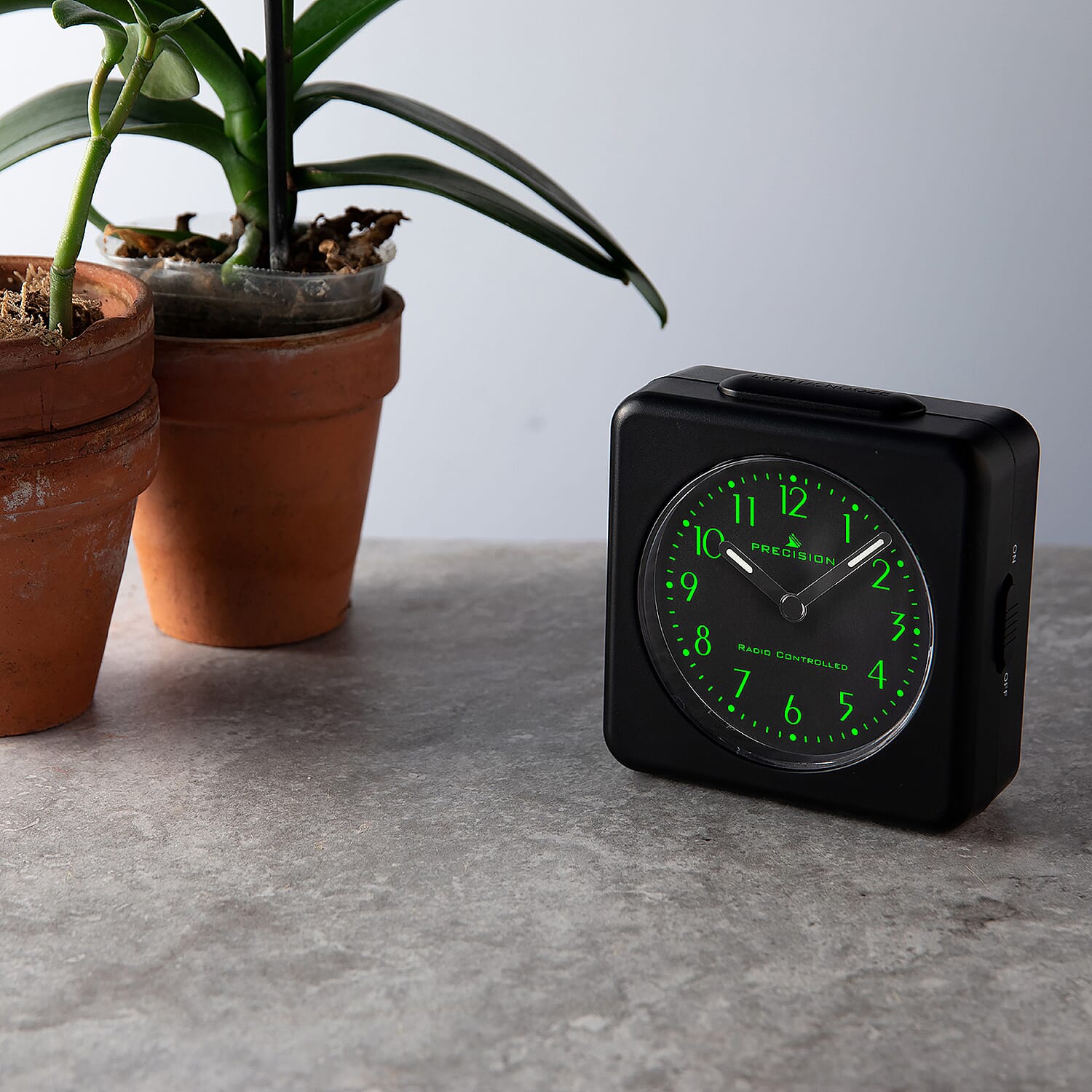 Precision Radio Controlled Alarm Clock - Analog Display with Snooze & Light (AA Battery Not Incl.) - Black