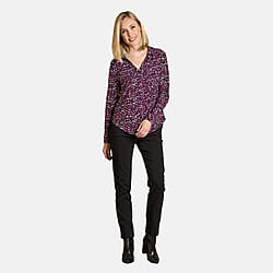 Emreco Long Sleeve Classic Collar Micro-Print Blouse