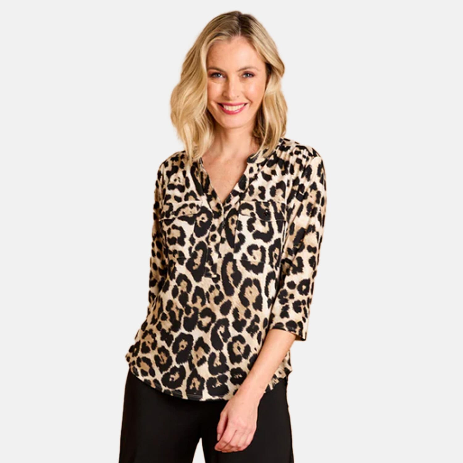 Emreco Mandarin Collar Blouse (Size 20) - Stone