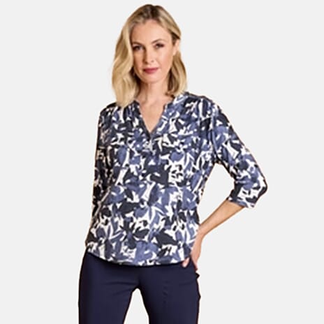 Emreco Mandarin Collar Blouse (Size 14) - Grey