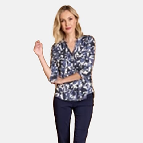 Emreco Mandarin Collar Blouse (Size 16) - Grey