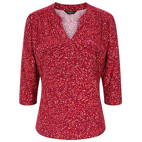 Emreco Mandarin Collar Blouse (Size 14) - Red
