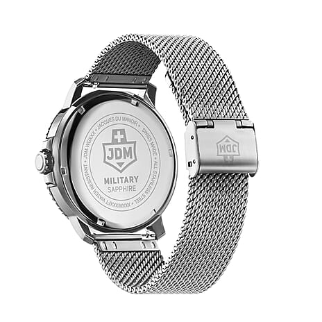 JDM Military Tango Swiss Movt. 20ATM Water Resistance Blue Dial Mens Watch with Silver Colour Stainless Steel Strap