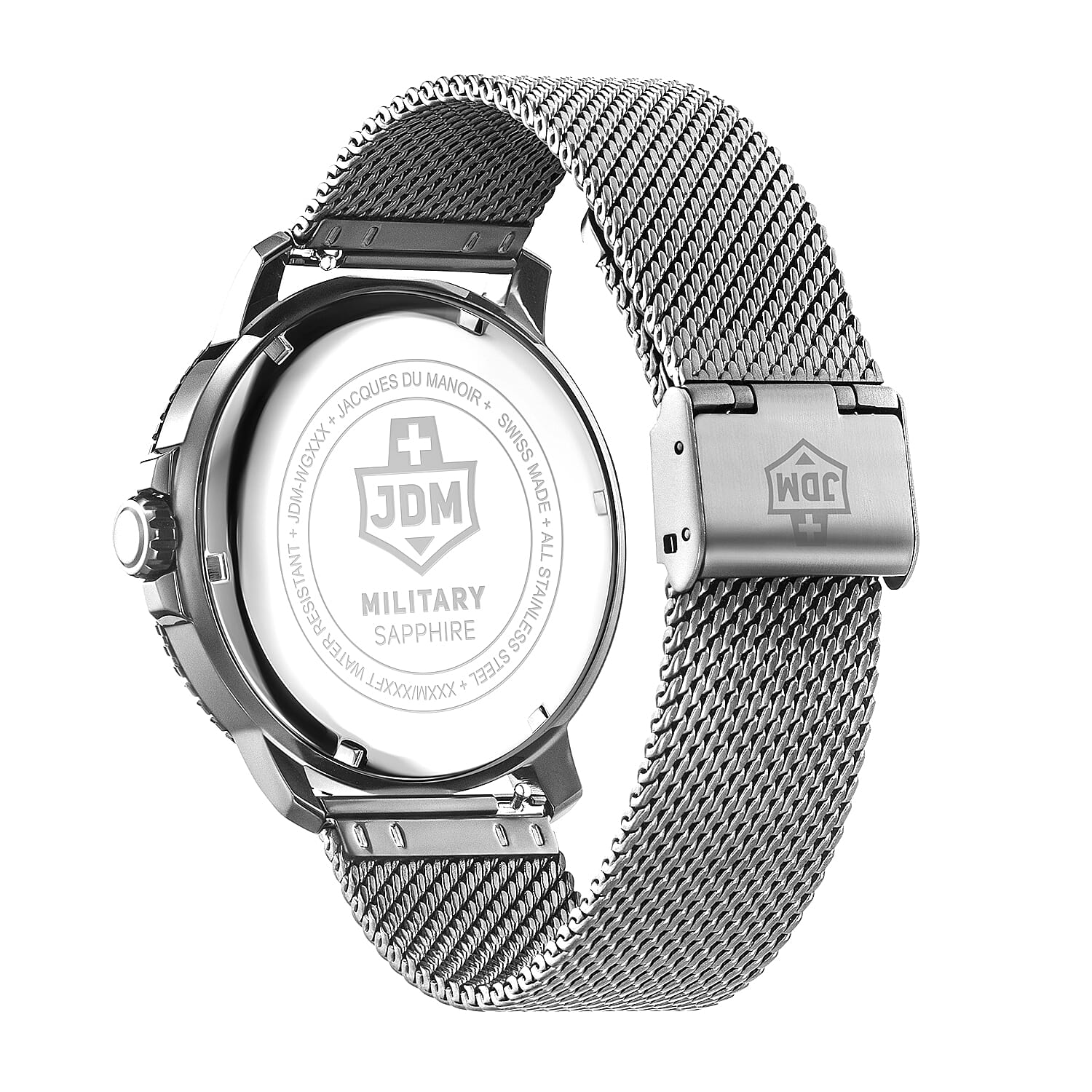 JDM Military Tango Swiss Movt. 20ATM Water Resistance Black Dial Mens Watch with Grey Colour Stainless Steel Strap