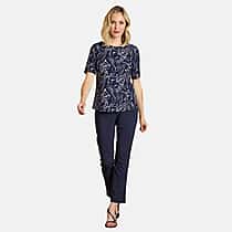 Emreco Abstract Print Tee Top (Size 10) - Navy