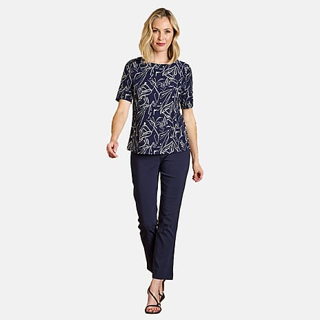 Emreco Abstract Print Tee Top (Size 14) - Navy
