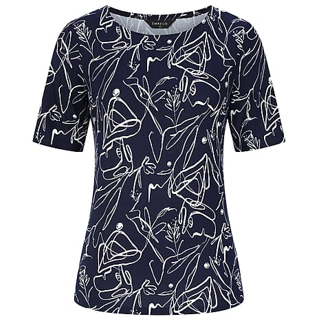 Emreco Abstract Print Tee Top (Size 20) - Navy