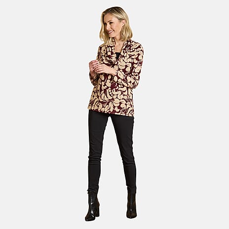 Emreco Cowl Neck Top (Size 10) - Wine