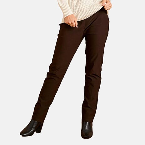 Fleece Lined Pull On Bengaline Trouser 29 (Size - 14) - Chocolate