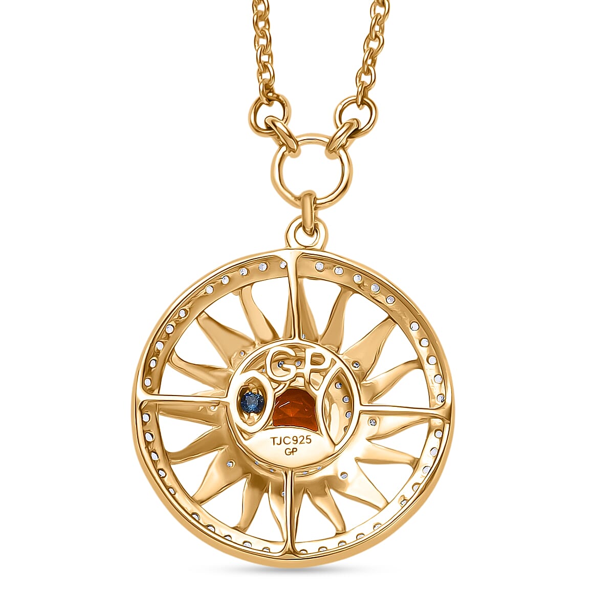 GP Celestial Dream Collection - Fire Opal, Blue Sapphire & White Zircon Necklace (Size 20) in 18K Vermeil Yellow Gold Plated Sterling Silver 1.09 Ct. GP Celestial Dream Collection - Fire Opal, Blue Sapphire & White Zircon Necklace (Size 20) in 18K Vermeil Yellow Gold Plated Sterling Silver 1.09 Ct.