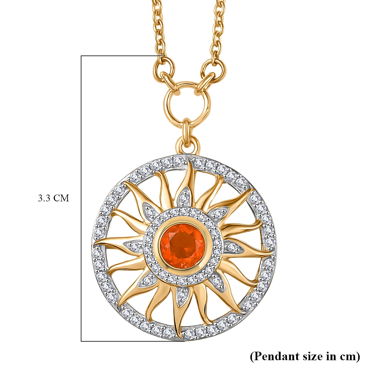 GP Celestial Dream Collection - Fire Opal, Blue Sapphire & White Zircon Necklace (Size 20) in 18K Vermeil Yellow Gold Plated Sterling Silver 1.09 Ct. GP Celestial Dream Collection - Fire Opal, Blue Sapphire & White Zircon Necklace (Size 20) in 18K Vermeil Yellow Gold Plated Sterling Silver 1.09 Ct.