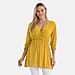 Tamsy Flowy Smocked Waist V-Neck Top (One Size) - Yellow