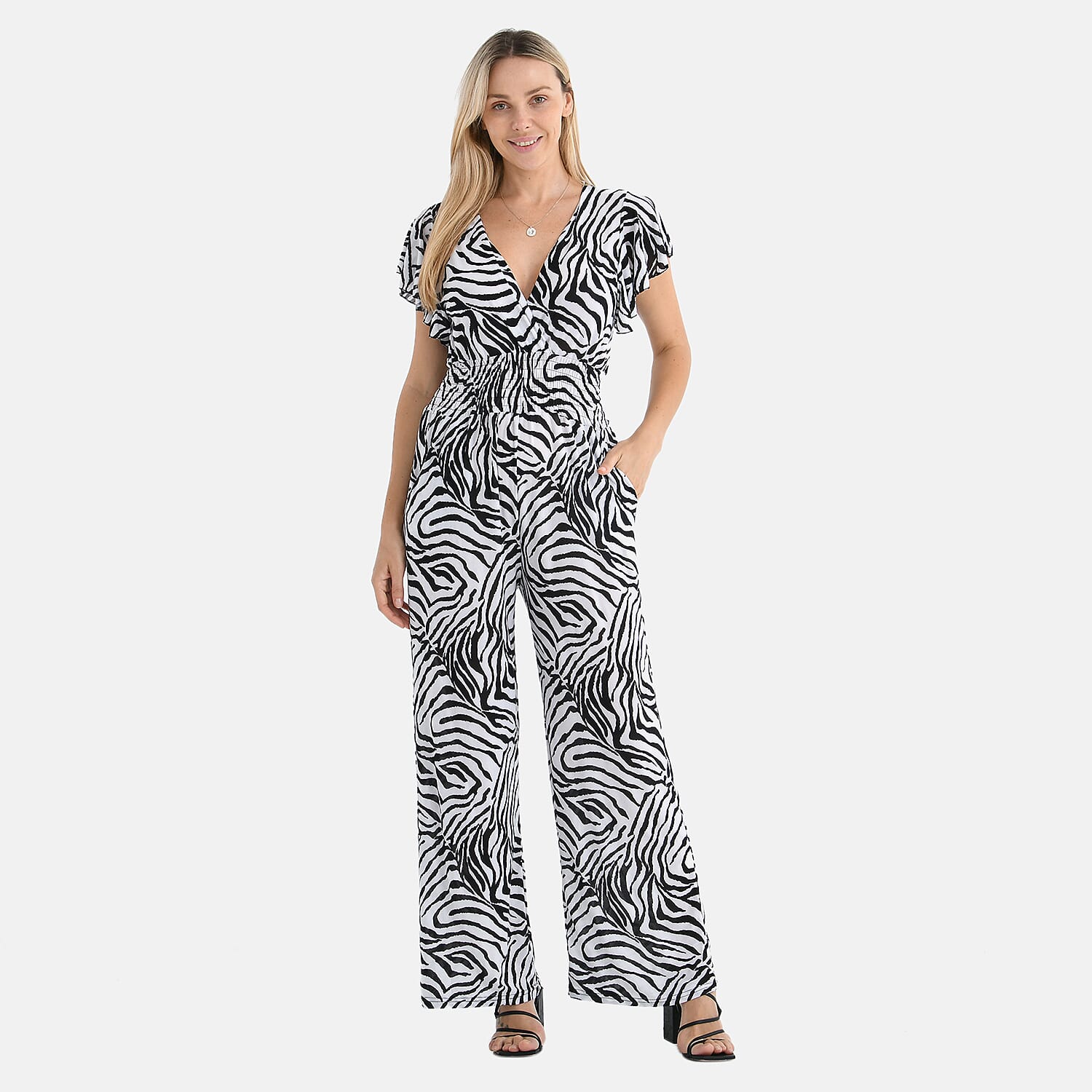 Tamsy Smocked Waist Stretch Jersey Jumpsuit