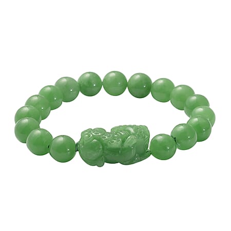 Dyed Green Jade Stone Bracelet (Size 7 Stretchable) 200.00 Ct.