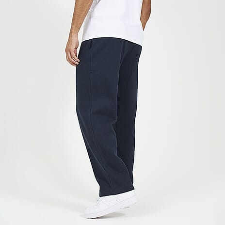 Brave Soul Cotton Mens Wide Leg Trousers (Size L) - Navy
