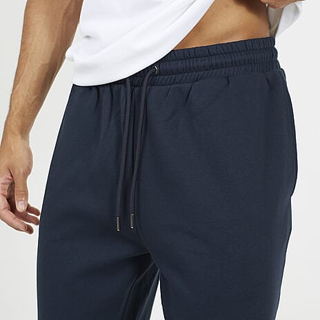 Brave Soul Cotton Mens Wide Leg Trousers (Size L) - Navy