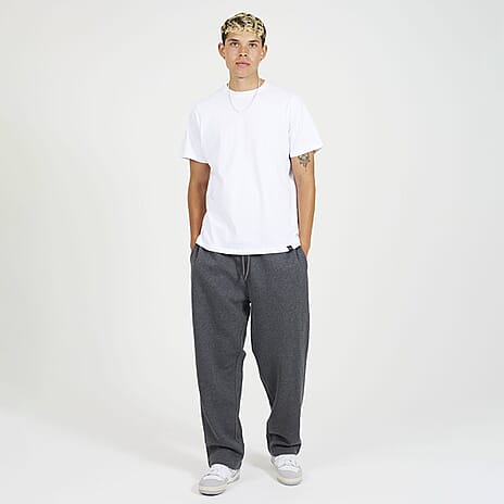 Brave Soul Cotton Mens Wide Leg Trousers (Size L) - Dark Charcoal