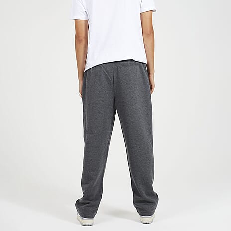 Brave Soul Cotton Mens Wide Leg Trousers (Size L) - Dark Charcoal