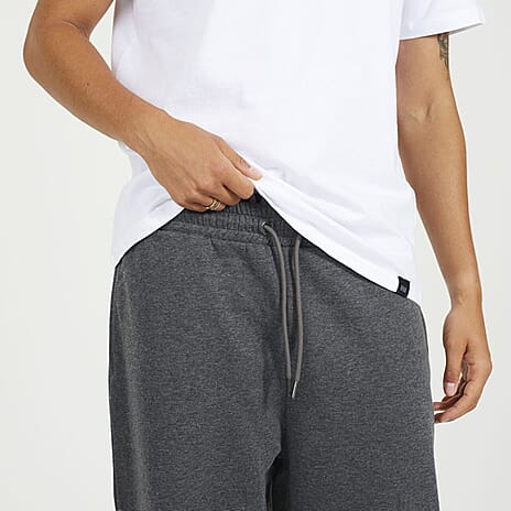 Brave Soul Cotton Mens Wide Leg Trousers (Size L) - Dark Charcoal