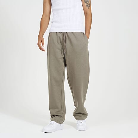 Brave Soul Cotton Mens Wide Leg Trousers (Size XL) - Taupe