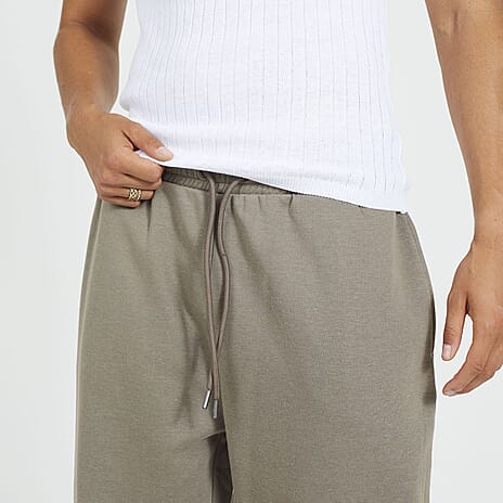 Brave Soul Cotton Mens Wide Leg Trousers (Size XL) - Taupe