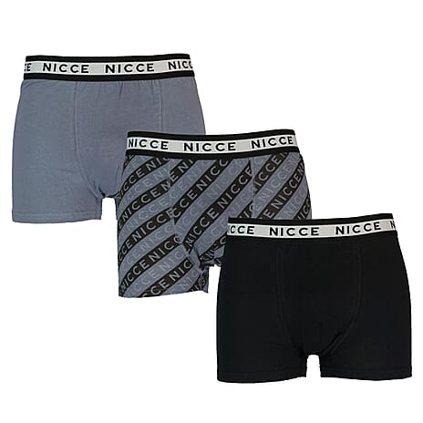Pack of 3 Mens NICCE Cotton Boxers (Size L) - Assorted