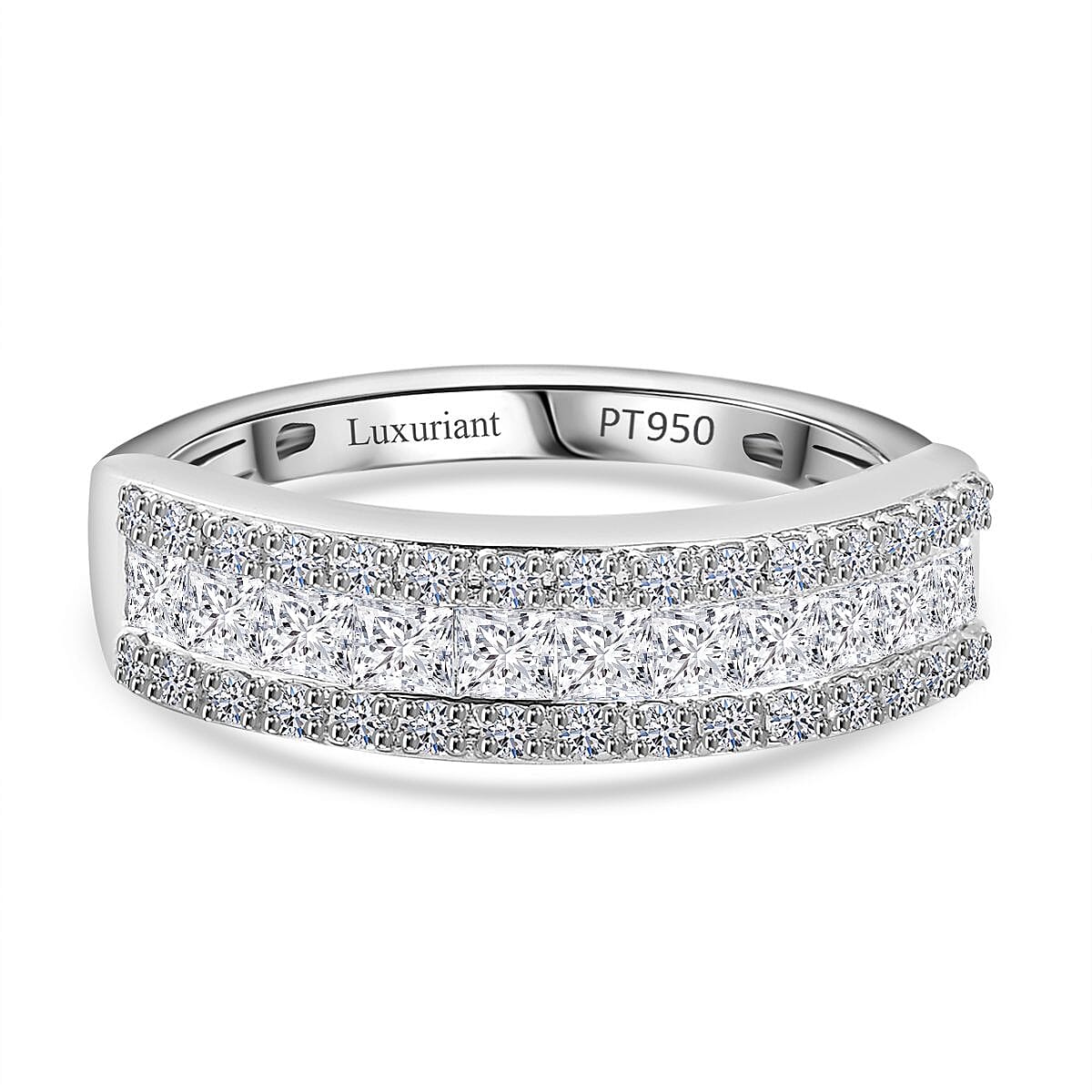 Luxuriant 950 Platinum SGL Certified VS/GH Lab Grown Diamond Band Ring, Platinum Wt. 5.50 Gms 1.00 Cts