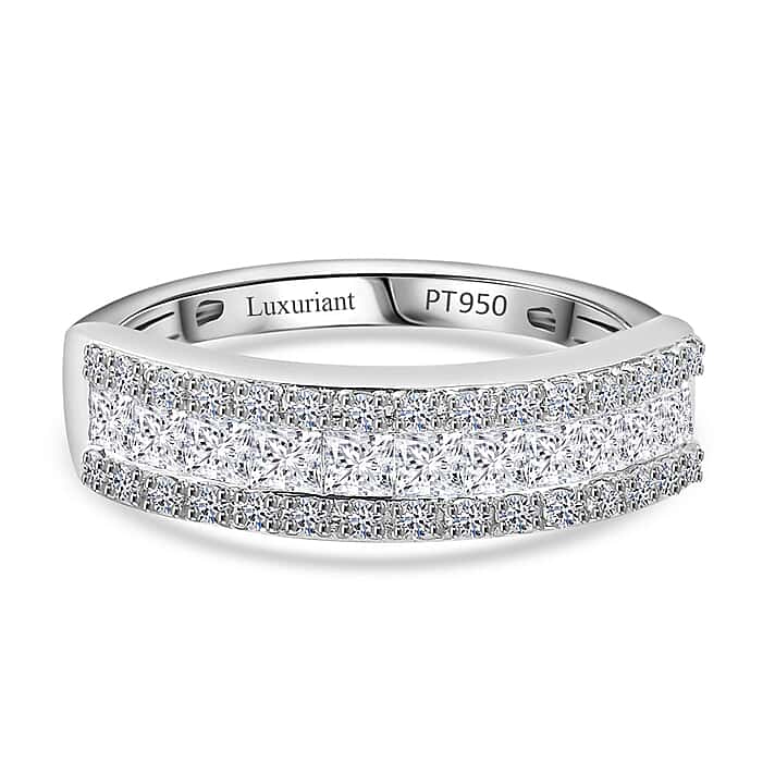 Luxuriant 950 Platinum SGL Certified VS/GH Lab Grown Diamond Band Ring, Platinum Wt. 5.50 Gms 1.00 Cts
