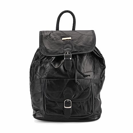LINDSEYS BIRTHDAY SPECIAL LAUNCH - 100%  Genuine Leather Classic Shoulder Large  Backpack - Black