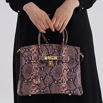 https://tjcuk.sirv.com/Products/80/9/8099103/Genuine-Leather-Snakeskin-Pattern-Crossbody-Bag-with-Top-Handle-Pink-B_8099103_2.jpg?w=342&h=342