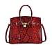 Genuine Leather Snakeskin Pattern Crossbody Bag with Top Handle - Red
