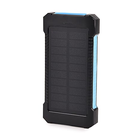 3 in 1 - 10000mAh Solar Power Bank with 5W Wireless Charging and LED Light - Black