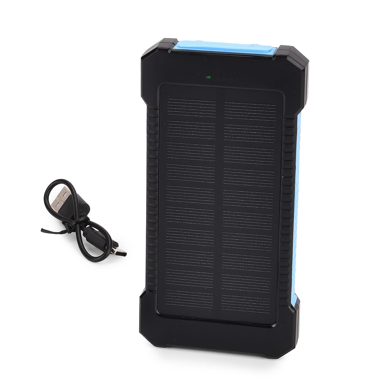3 in 1 - 10000mAh Solar Power Bank with 5W Wireless Charging and LED Light - Black