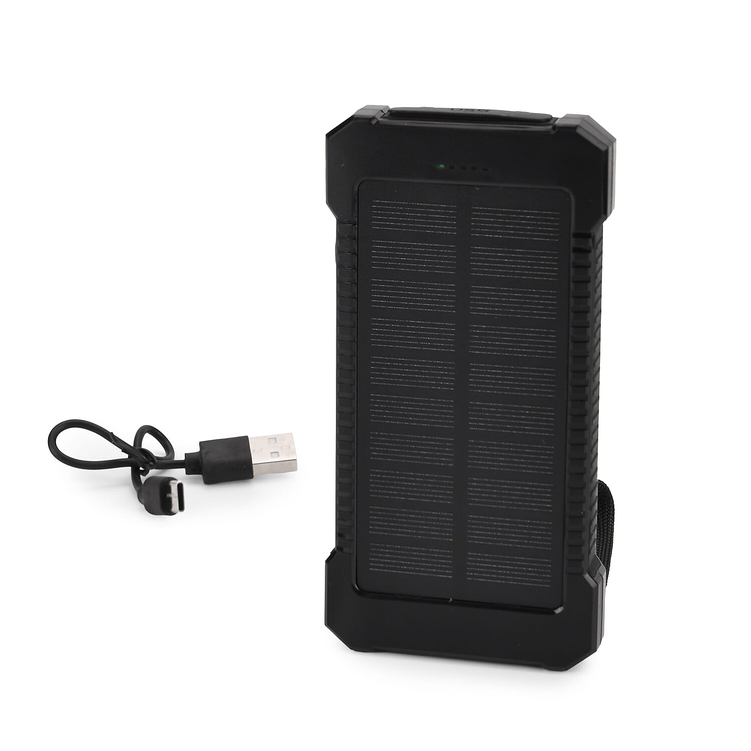 3 in 1 - 10000mAh Solar Power Bank with 5W Wireless Charging and LED Light - Blue