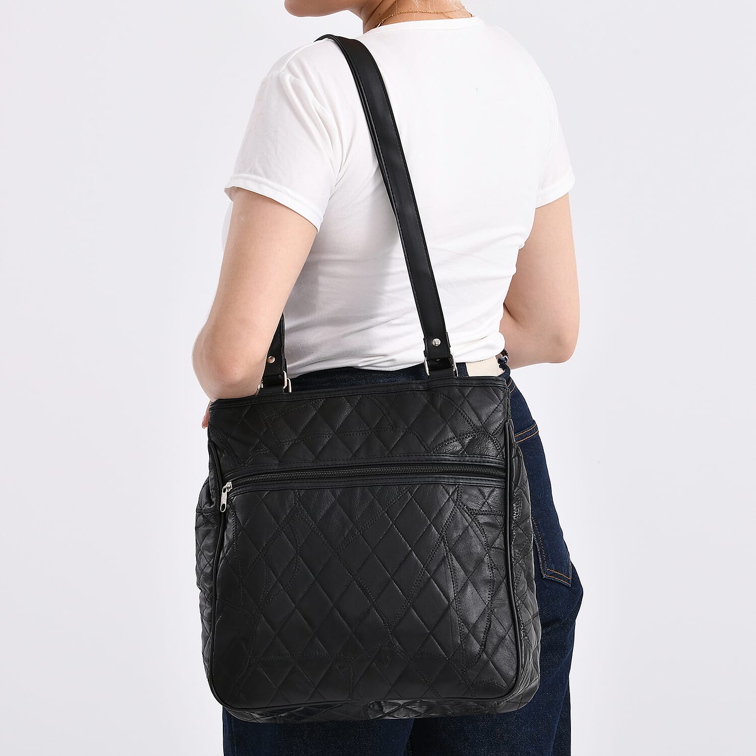 One Time CloseOut-Genuine Leather Tote Bag (Size 30x10x33 cm) - Black