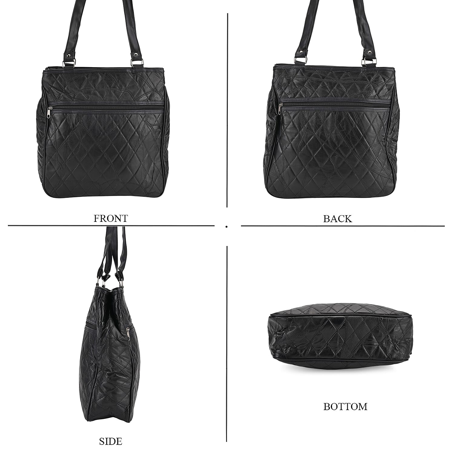 One Time CloseOut-Genuine Leather Tote Bag (Size 30x10x33 cm) - Black