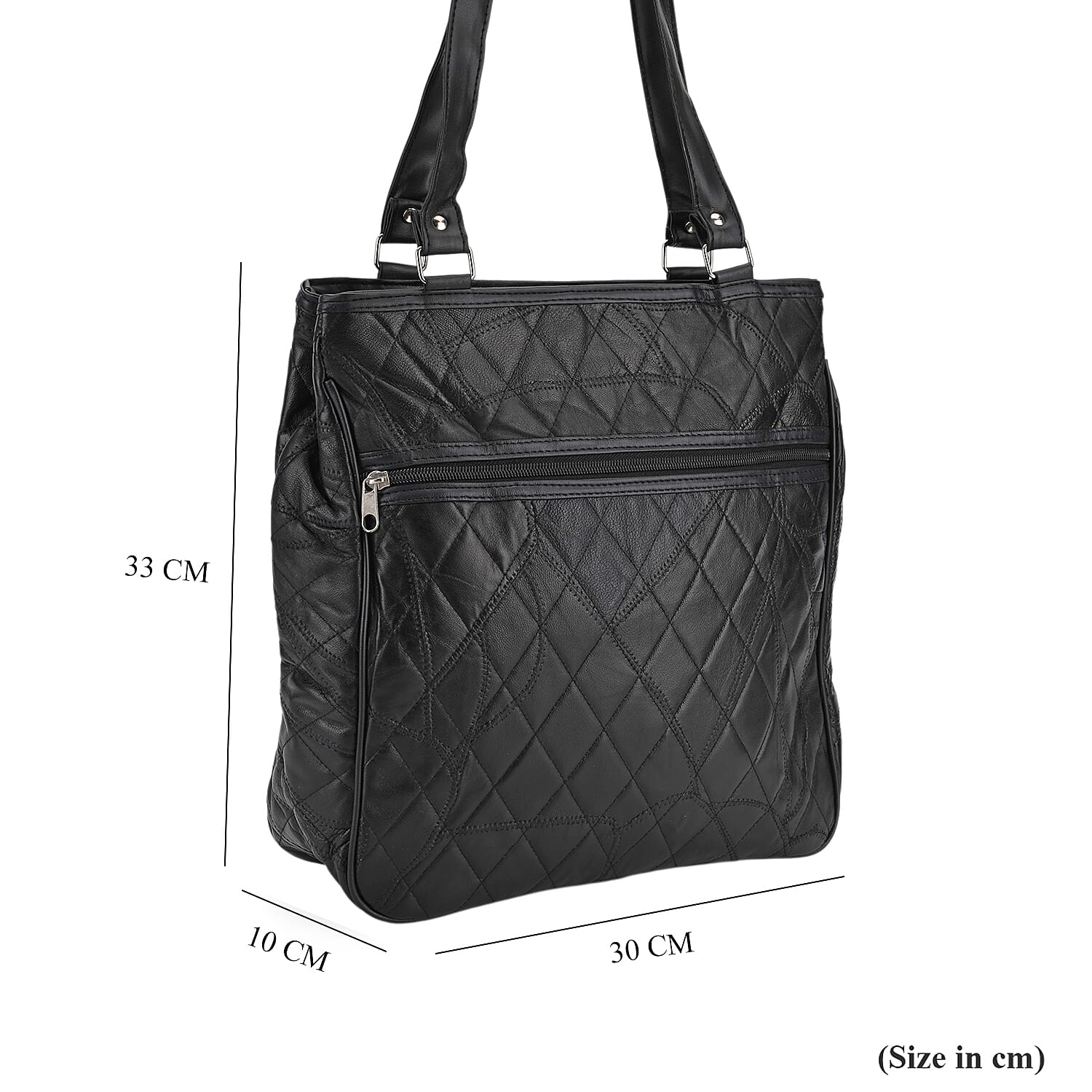 One Time CloseOut-Genuine Leather Tote Bag (Size 30x10x33 cm) - Black